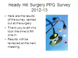 Heady Hill Surgery PPG Survey 2012-13