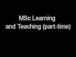 MSc Learning and Teaching (part-time)