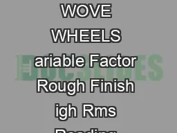 NORTON THE MUSCLE BEHIND THE MACHINE NO WOVE WHEELS ariable Factor Rough Finish igh Rms