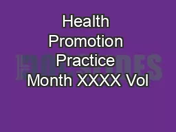 Health Promotion Practice Month XXXX Vol
