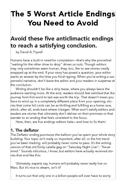 The 5 Worst Article Endings You Need to AvoidAvoid these ve anticlima