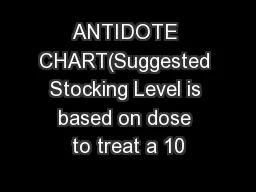 ANTIDOTE CHART(Suggested Stocking Level is based on dose to treat a 10