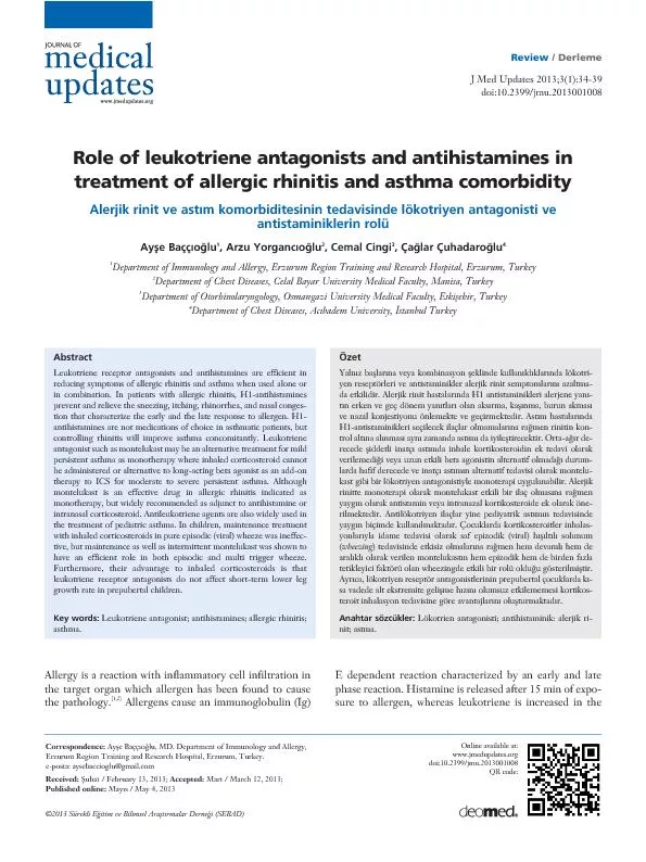 Role of leukotriene antagonistsand antihistamines in , 