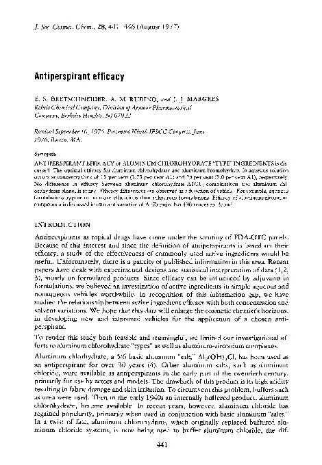J. Soc. Cosmet. Chem., 28, 441-446 (August 1977) Antiperspirant effica