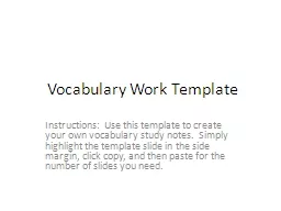 Vocabulary Work Template