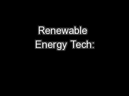 Renewable Energy Tech: