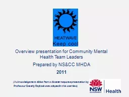 Overview presentation for Community Mental Health Team Lead