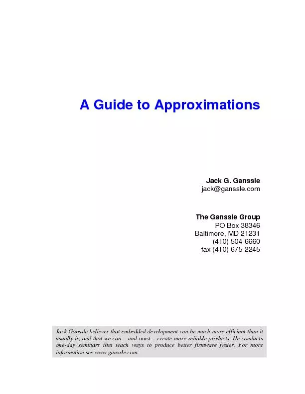 A Guide to Approximations