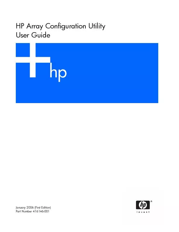 HP Array Configuration Utility User Guide