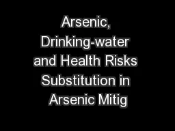 Arsenic, Drinking-water and Health Risks Substitution in Arsenic Mitig