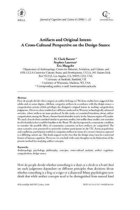 H. C. Barrett et al. / Journal of Cognition and Culture 8 (2008) 1