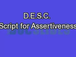 D.E.S.C. Script for Assertiveness