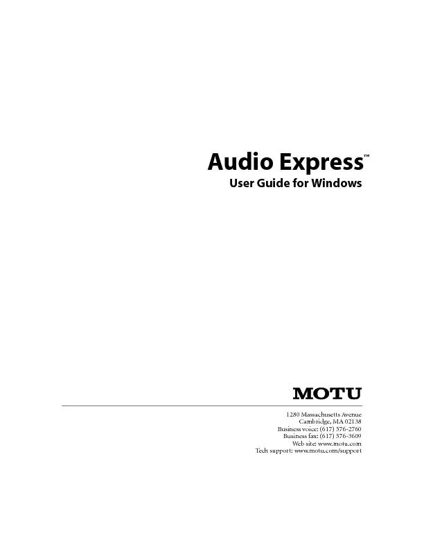 Audio ExpressUser Guide for Windows