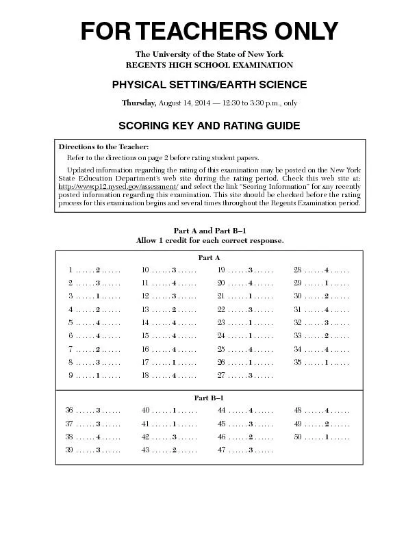 P.S./E. Sci. Rating Guide