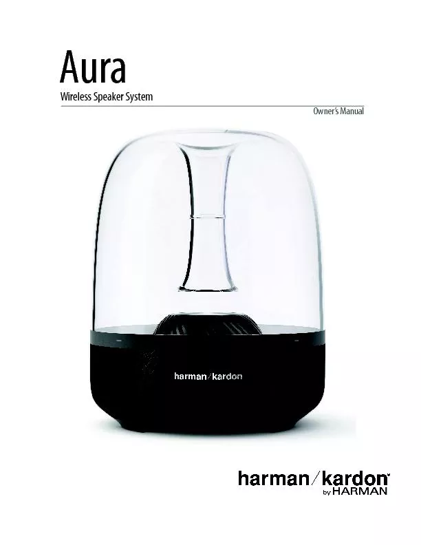 AuraWireless Speaker SystemOwner’s Manual