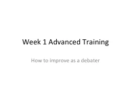 Week 1 Advanced Training