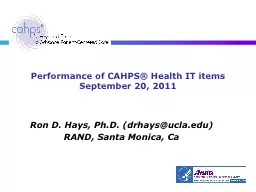 Performance of CAHPS® Health IT items