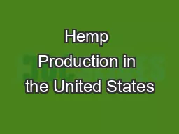 Hemp Production in the United States