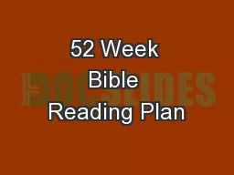 52 Week Bible Reading Plan