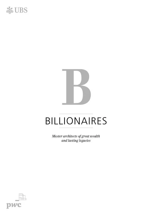 Master architects of great wealth and lasting legaciesBILLIONAIRES
...