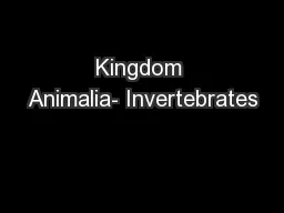 Kingdom Animalia- Invertebrates