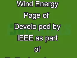 Working with Wind Energy Page of  Develo ped by IEEE as part of TryEngineering www