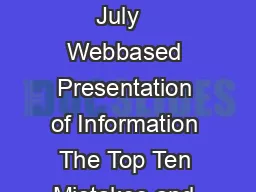 HCI International  Conference Las Vegas Nevada USA July   Webbased Presentation of Information
