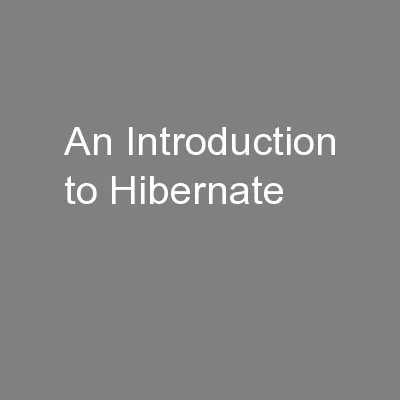 An Introduction to Hibernate