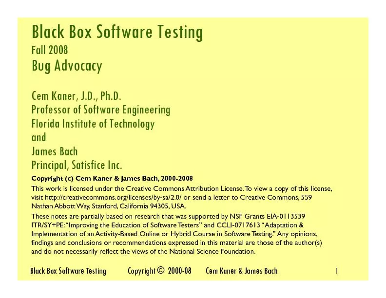 Black Box Software TestingFall 2008