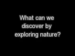What can we discover by exploring nature?