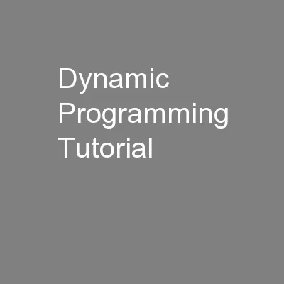 Dynamic Programming Tutorial
