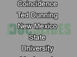 Accurate Methods for the Statistics of Surprise and Coincidence Ted Dunning New Mexico