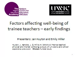Factors affecting well-being of trainee teachers – early
