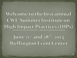 Welcome to the first annual CWU Summer Institute on High Im