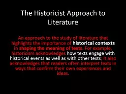 The Historicist Approach to Literature