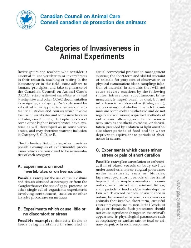 Categories of Invasiveness in