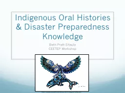 Indigenous Oral Histories & Disaster Preparedness Knowl