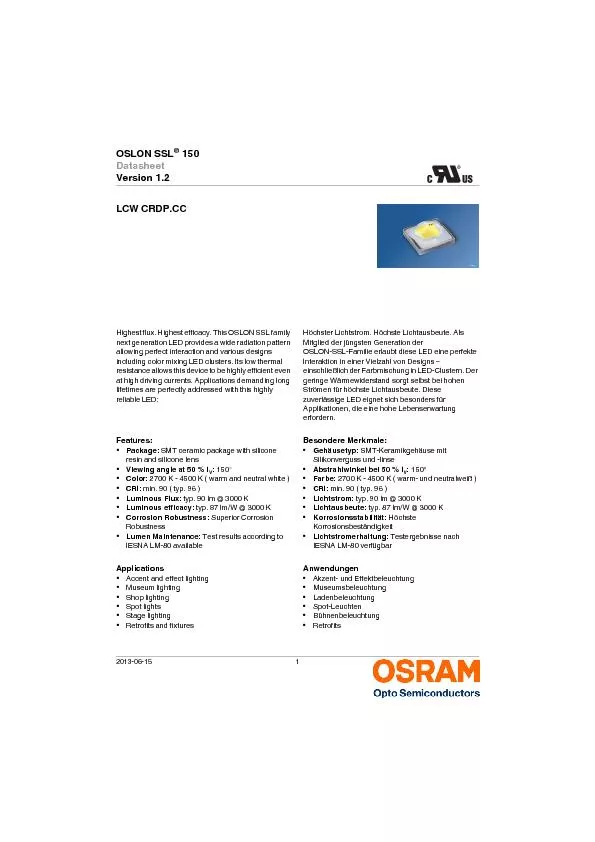 2013-06-15 OSLON SSL 150DatasheetVersion 1.2