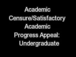 Academic Censure/Satisfactory Academic Progress Appeal:  Undergraduate