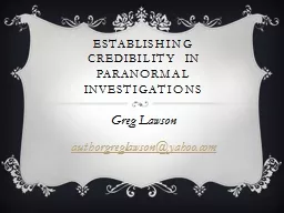 Establishing Credibility in Paranormal Investigations