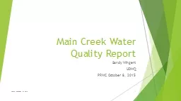 Main Creek Water Quality Report