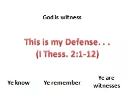 This is my Defense. . . (I Thess. 2:1-12)