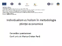 Individualism vs holism în metodologia științei economic