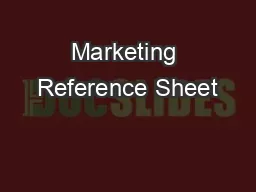 Marketing Reference Sheet