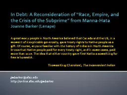 In Debt: A Reconsideration of “Race, Empire, and the Cris