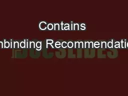 Contains Nonbinding Recommendations