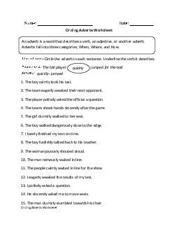 Circling Adverbs Worksheet