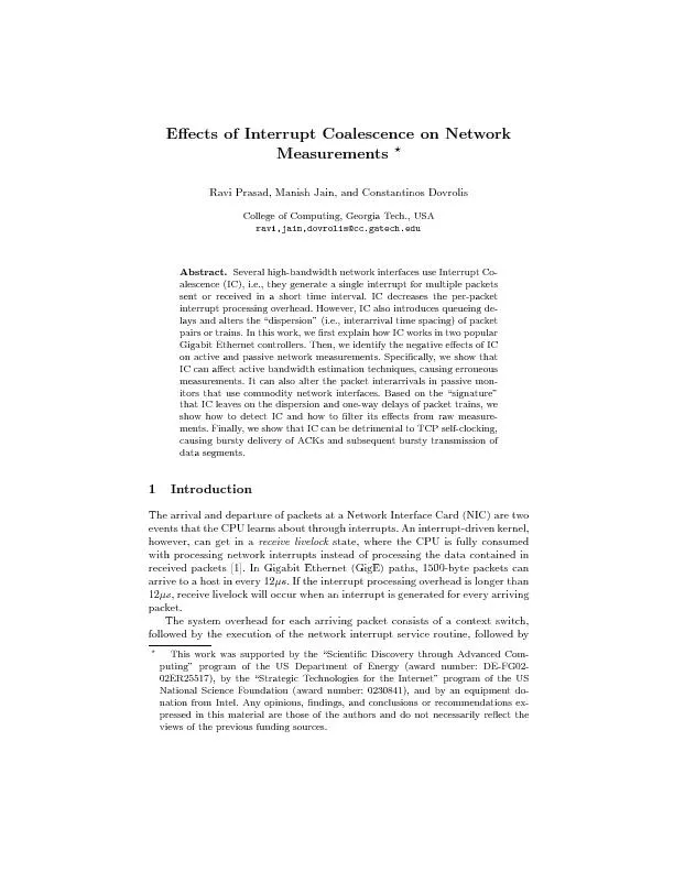 EectsofInterruptCoalescenceonNetworkMeasurements?RaviPrasad,ManishJai