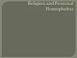 Religion and Personal Homophobia
