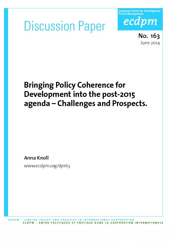 The various aspects of policy coherence at the global level ..........